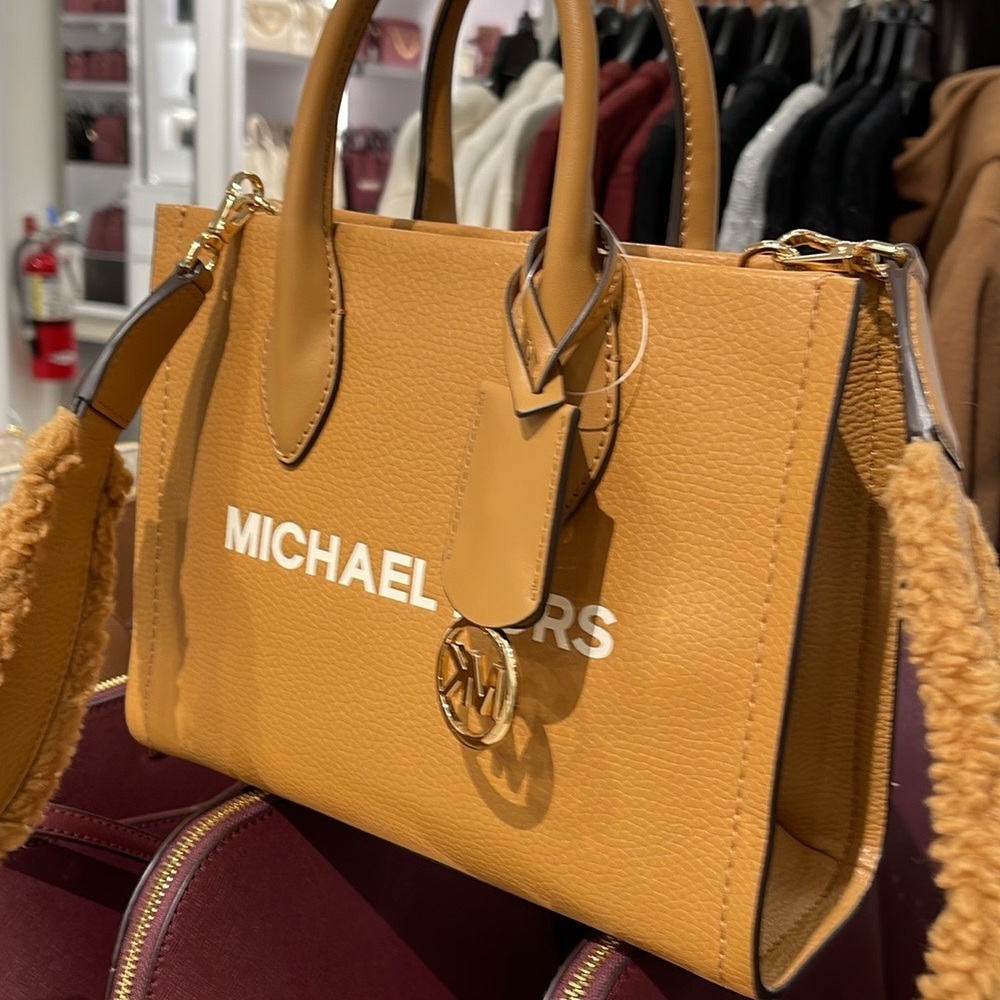 Michael Kors Mirella Small Pebbled Leather Shopper Top Zip Crossbody XBody Bag